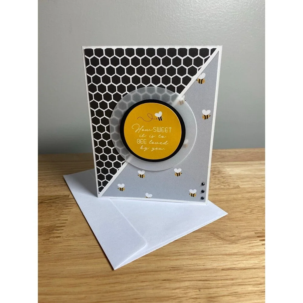 Bee Greeting Card – Handmade A2 Card – All Occasion Blank Card